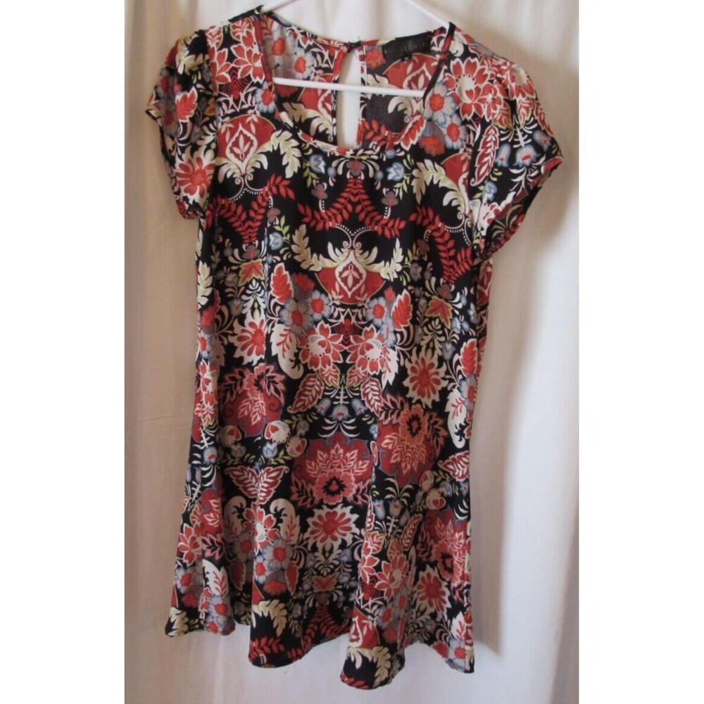 Society Girl Multicolor Floral Print Cap Sleeve Shift Mini Dress Size M